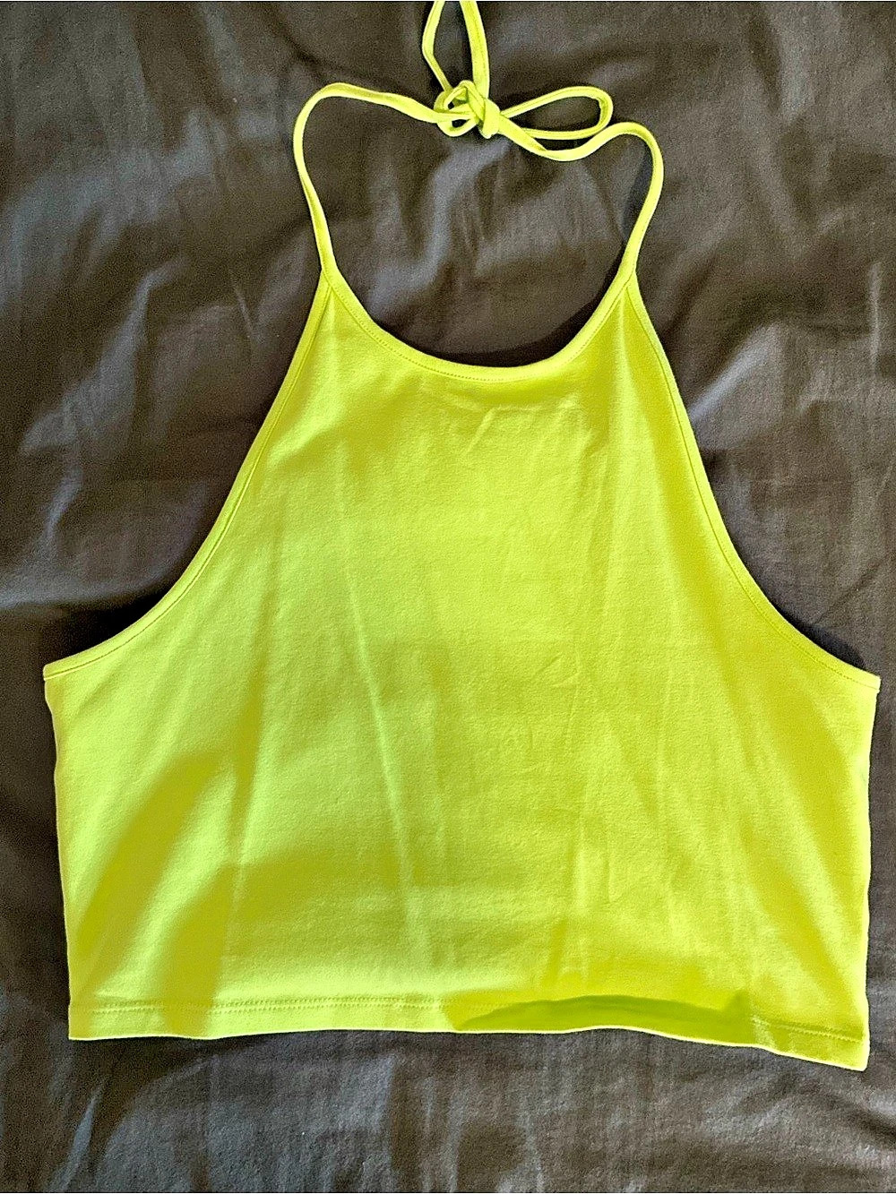 Neon Tie Halter Crop Top